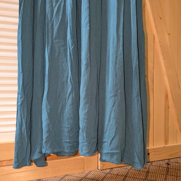 Soft Surroundings Katriane Gauze Maxi Dress Teal Large Crinkle Sleeveless Smock - Picture 5 of 11